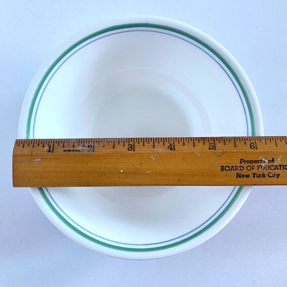 Corelle Vitrelle Bowl 6.25in White With Blue Green Rings Break Chip Resistant - Picture 7 of 7